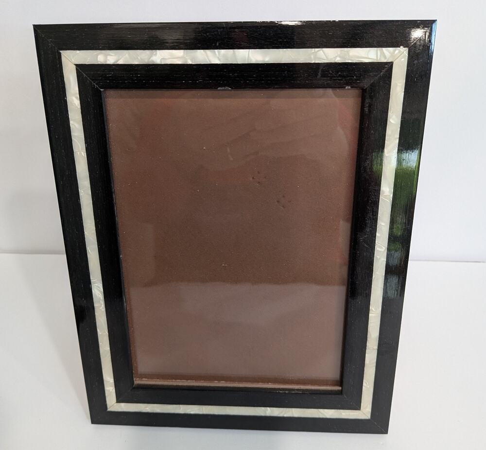 Natalini italian Handmade Frame Photo Brown & Black Wood & Pearl Inlay 5x7”